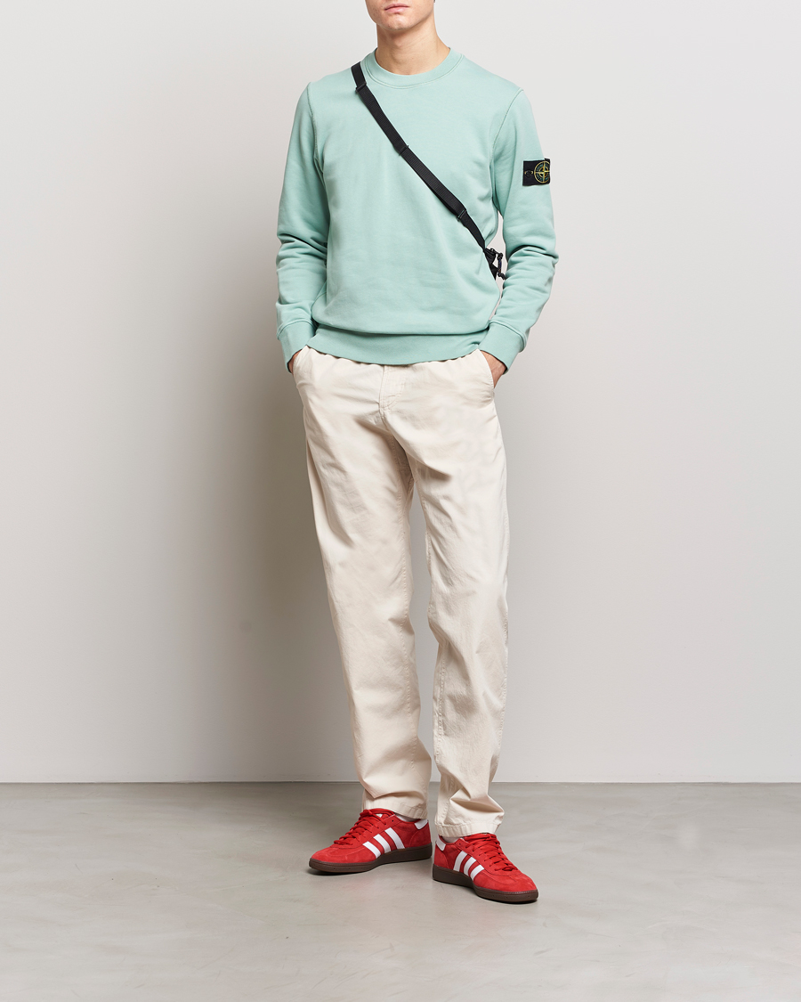 Herren | Pullover | Stone Island | Garment Dyed Cotton Sweatshirt Light Green