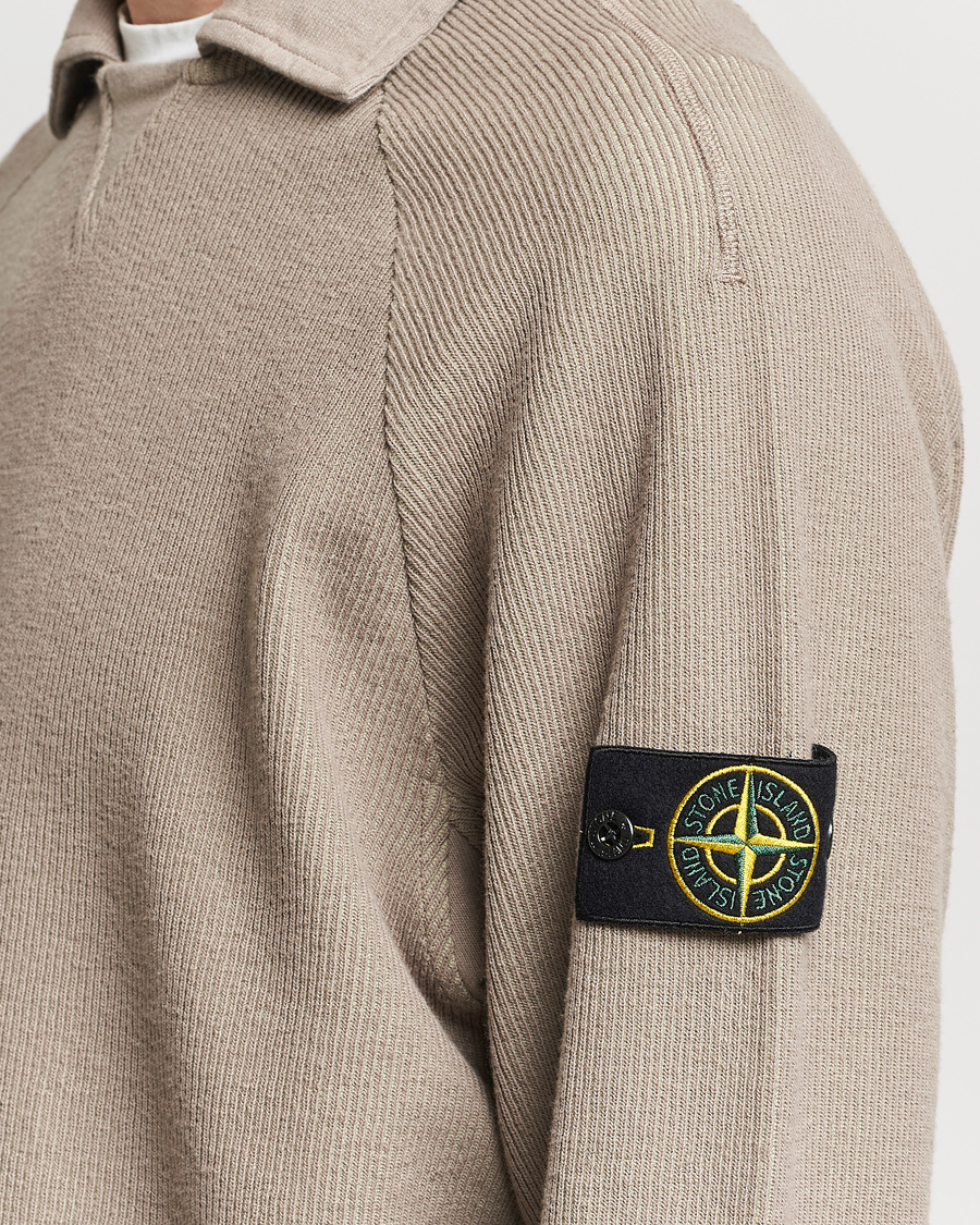 Herren | Pullover | Stone Island | Cotton Nylon Ribbed Fleece Poloshirt Dove Grey