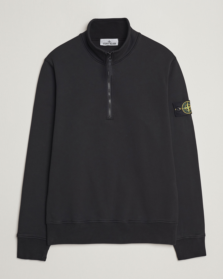 Herren | Pullover | Stone Island | Garment Dyed Cotton Half Zip Black
