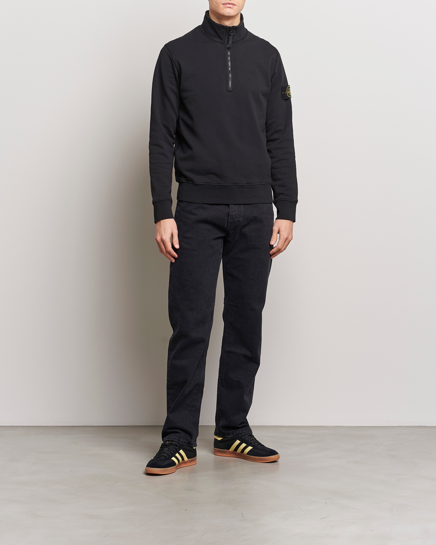 Herren | Pullover | Stone Island | Garment Dyed Cotton Half Zip Black