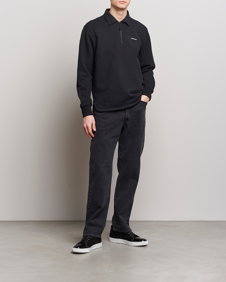 Herren | Pullover | Stone Island | Heavy Cotton Fleece Half Zip Sweatshirt Black