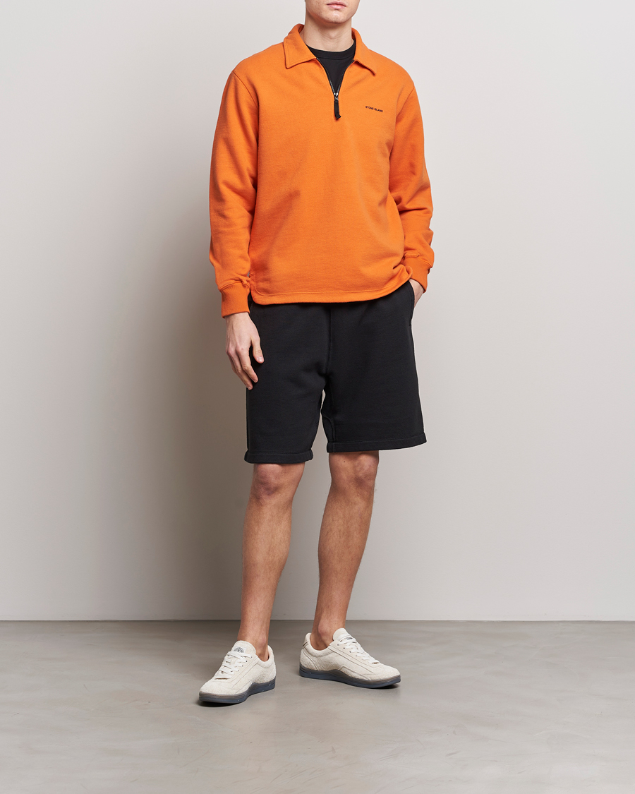 Herren | Pullover | Stone Island | Heavy Cotton Fleece Half Zip Sweatshirt Orange