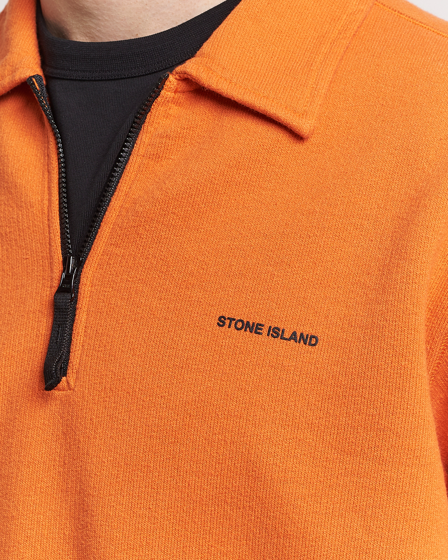 Herren | Pullover | Stone Island | Heavy Cotton Fleece Half Zip Sweatshirt Orange