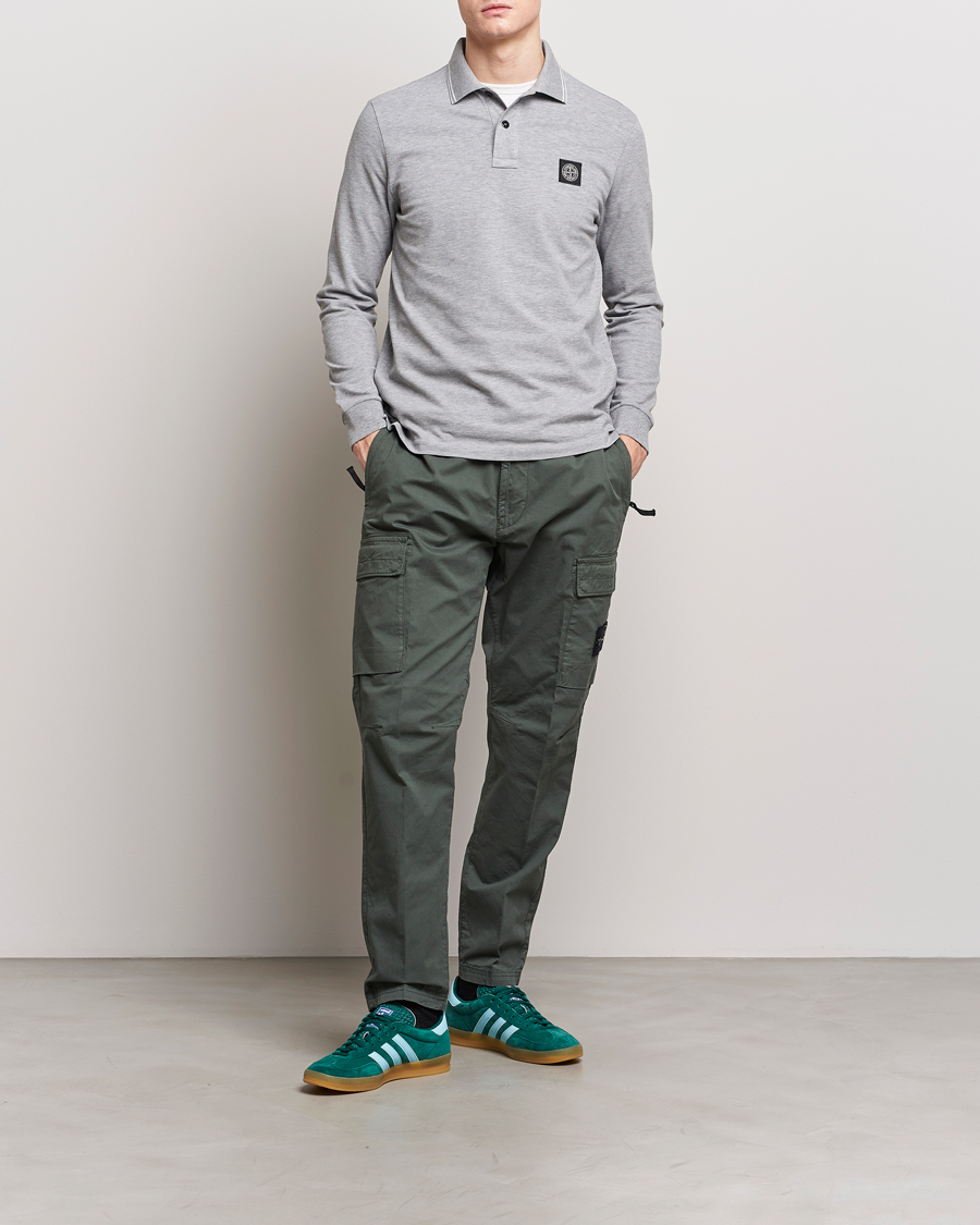 Herren | Pullover | Stone Island | Organic Cotton Stretch Pique Melange Grey