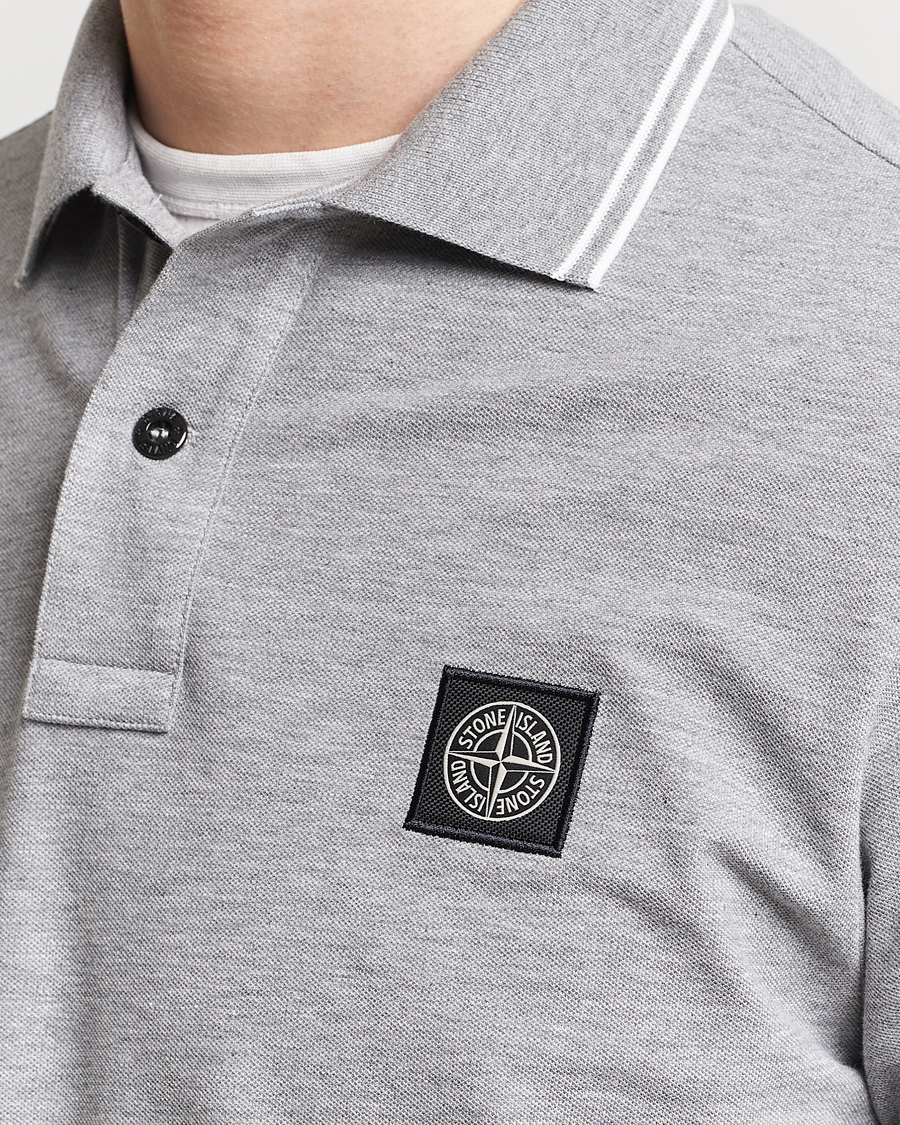 Herren | Pullover | Stone Island | Organic Cotton Stretch Pique Melange Grey