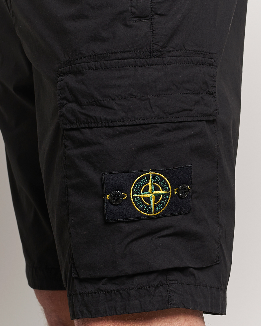 Herren | Shorts | Stone Island | Stretch Cotton Tela Regular Fit Cargo Shorts Black