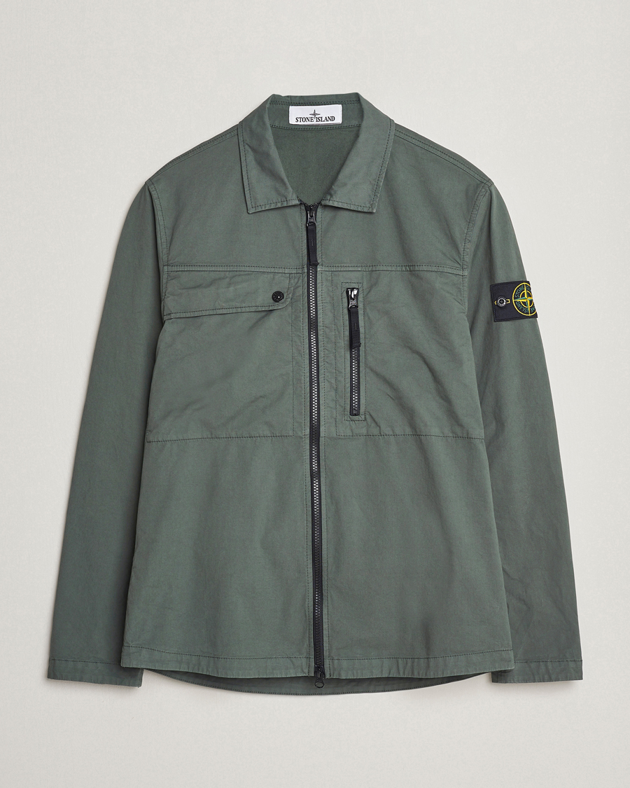 Herren | Hemden | Stone Island | Cotton Twill Stretch Zip Overshirt Musk