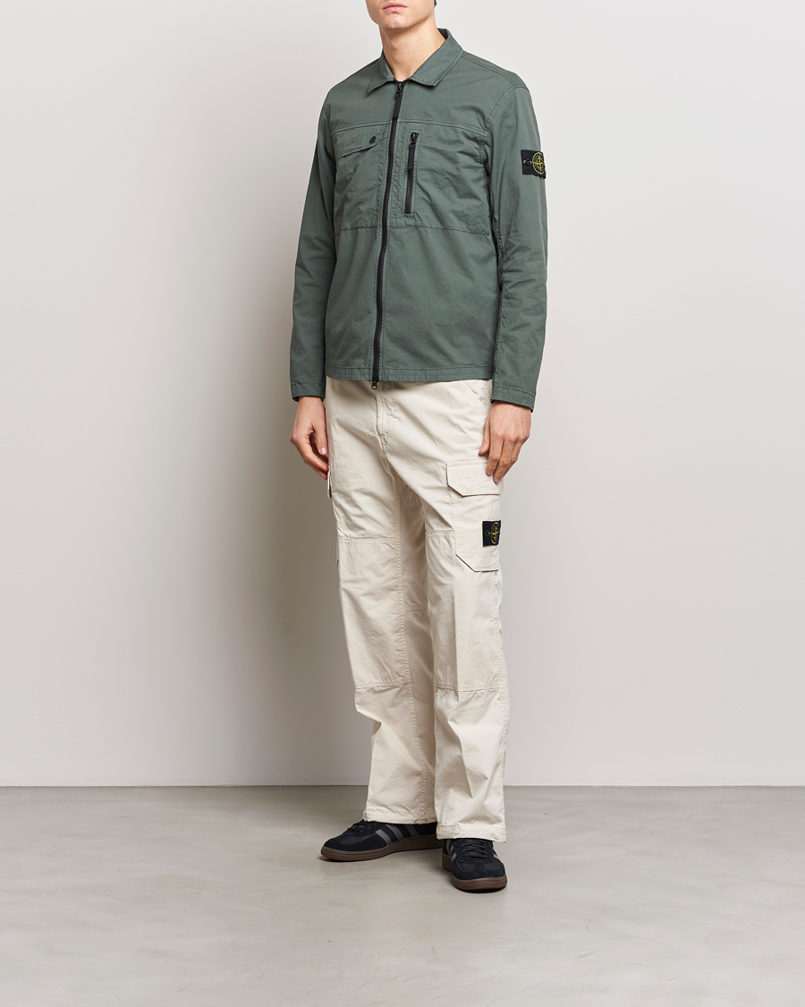 Herren | Hemden | Stone Island | Cotton Twill Stretch Zip Overshirt Musk