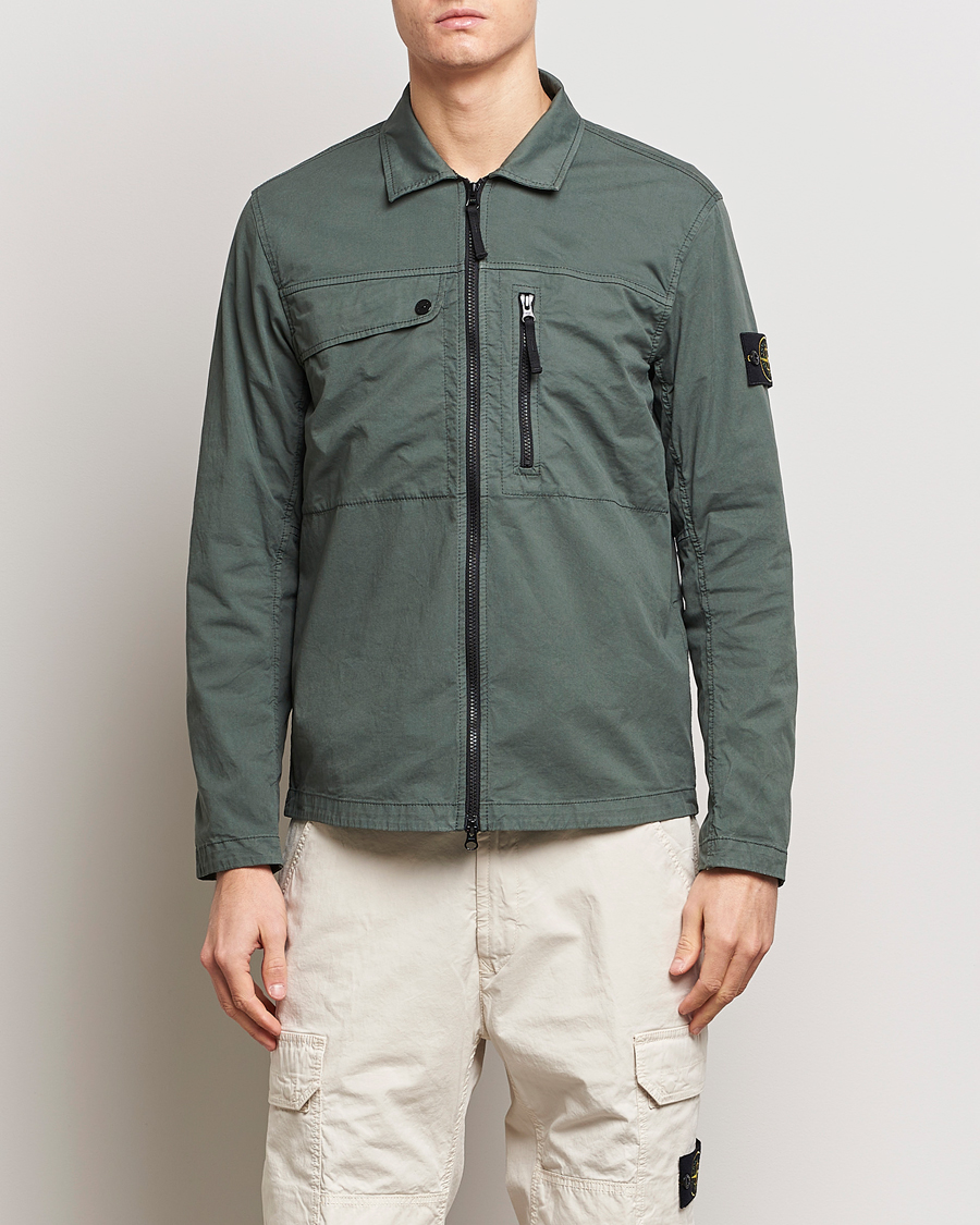Herren | Hemden | Stone Island | Cotton Twill Stretch Zip Overshirt Musk