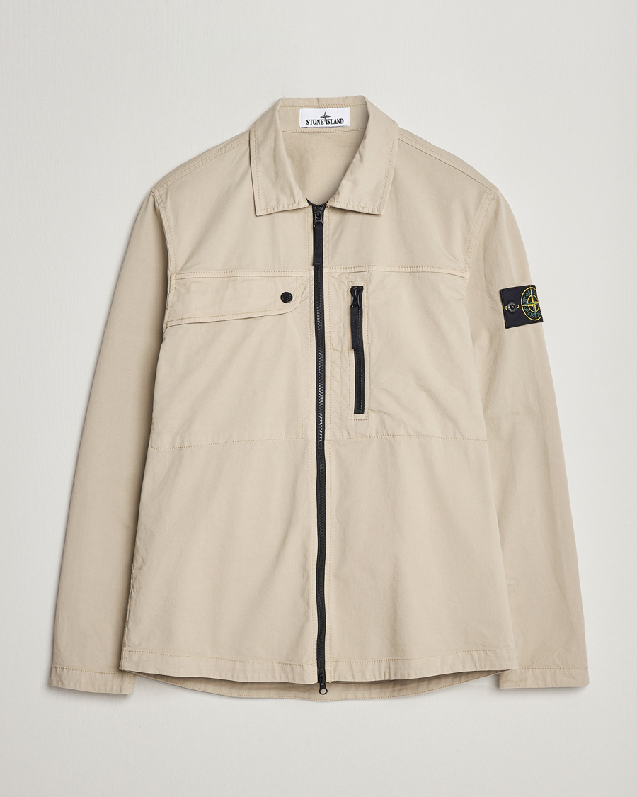 Herren | Hemden | Stone Island | Cotton Twill Stretch Zip Overshirt Sand
