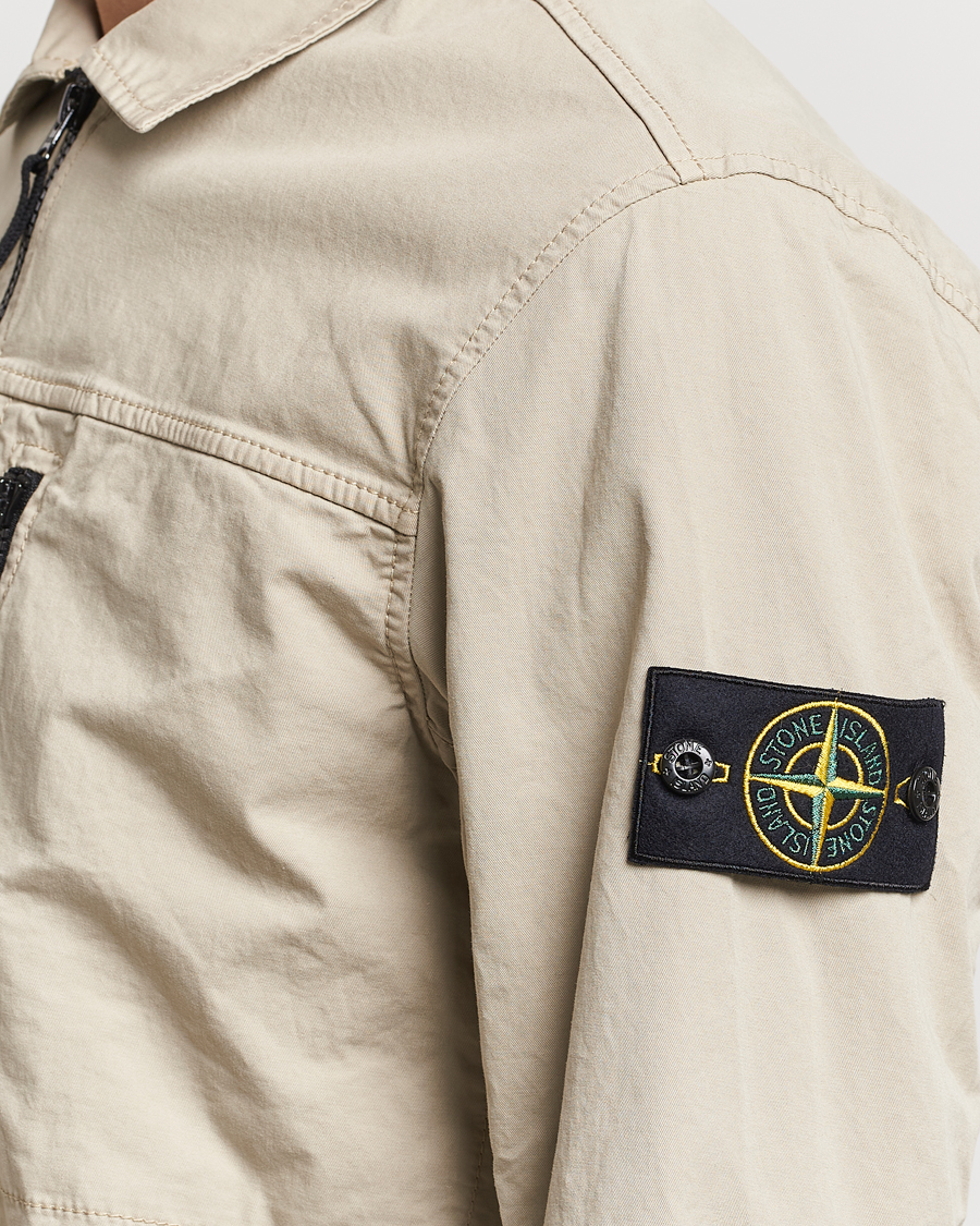 Herren | Hemden | Stone Island | Cotton Twill Stretch Zip Overshirt Sand