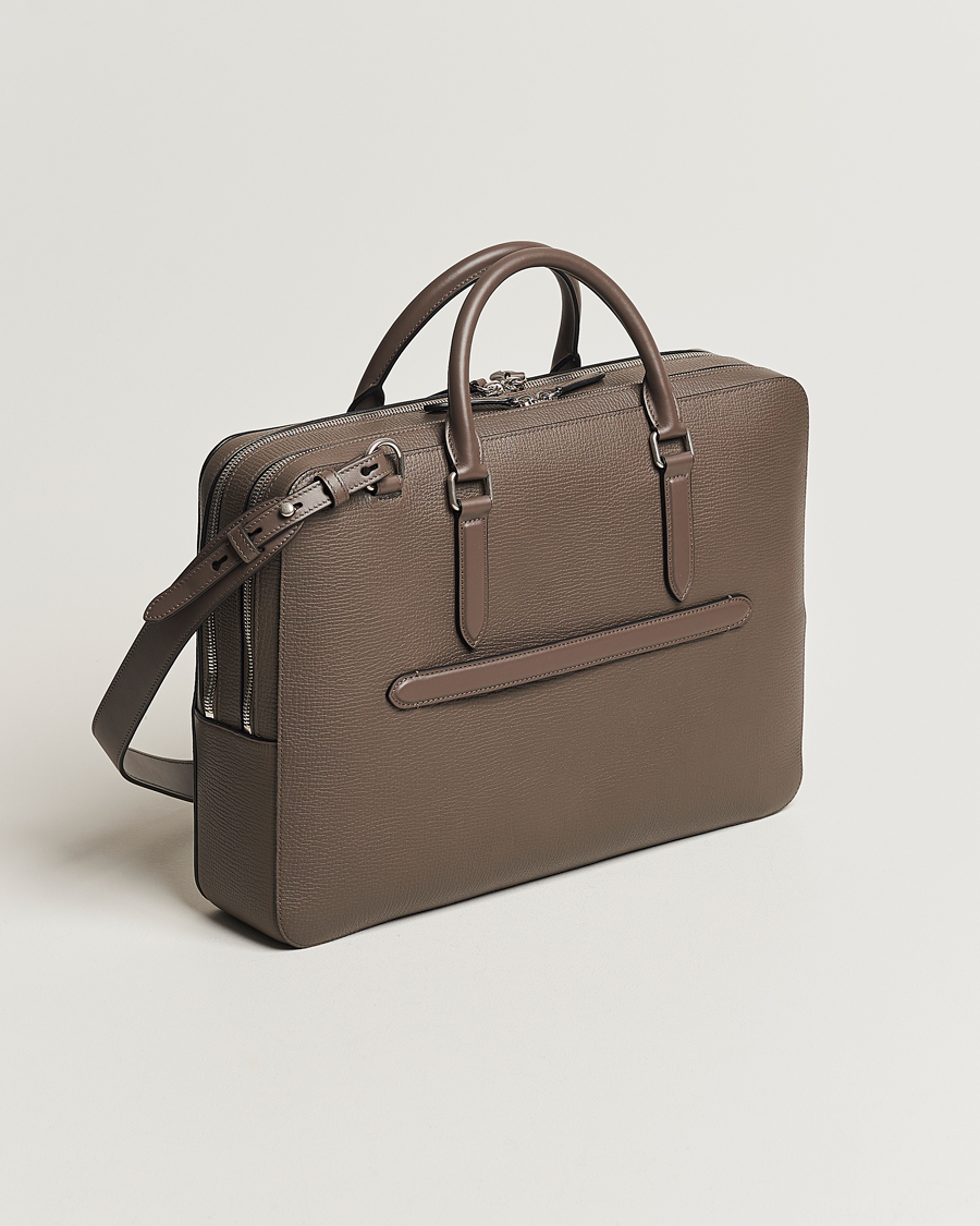 Herren | Smythson Ludlow Large Briefcase with Zip Front Dark Taupe | Smythson | Ludlow Large Briefcase with Zip Front Dark Taupe