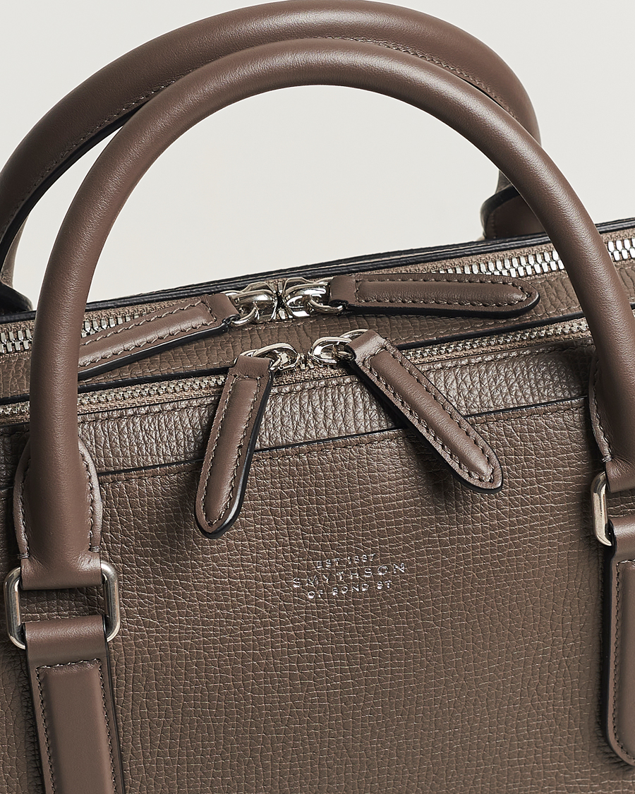 Herren | Smythson Ludlow Large Briefcase with Zip Front Dark Taupe | Smythson | Ludlow Large Briefcase with Zip Front Dark Taupe