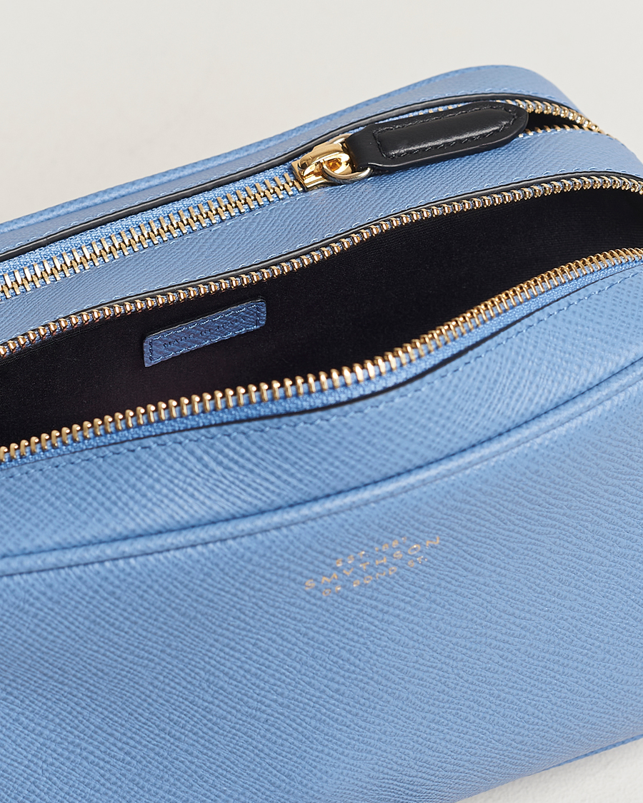 Herren | Smythson Panama Double Zip Washbag Nile Blue | Smythson | Panama Double Zip Washbag Nile Blue
