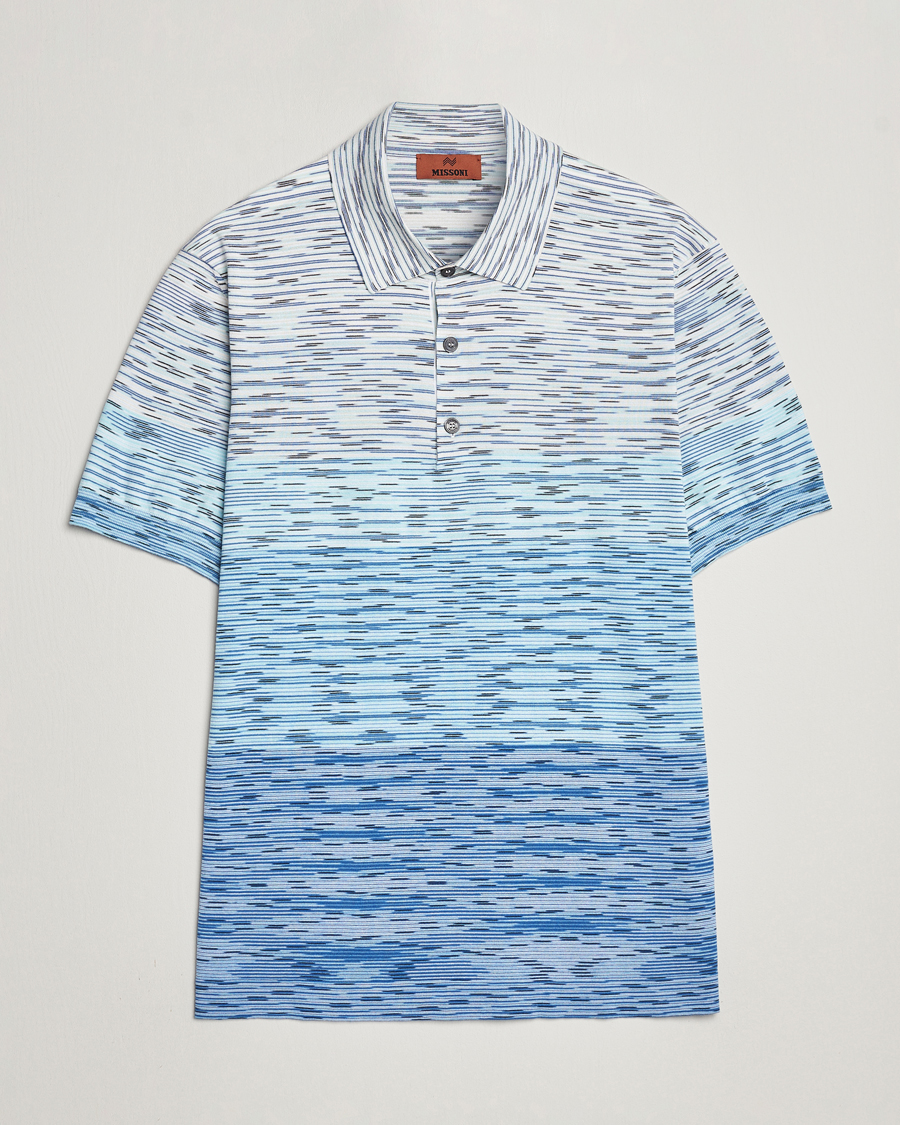 Herren | Poloshirts | Missoni | Space Dyed Knitted Polo White/Blue