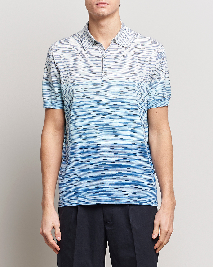 Herren | Missoni | Missoni | Space Dyed Knitted Polo White/Blue