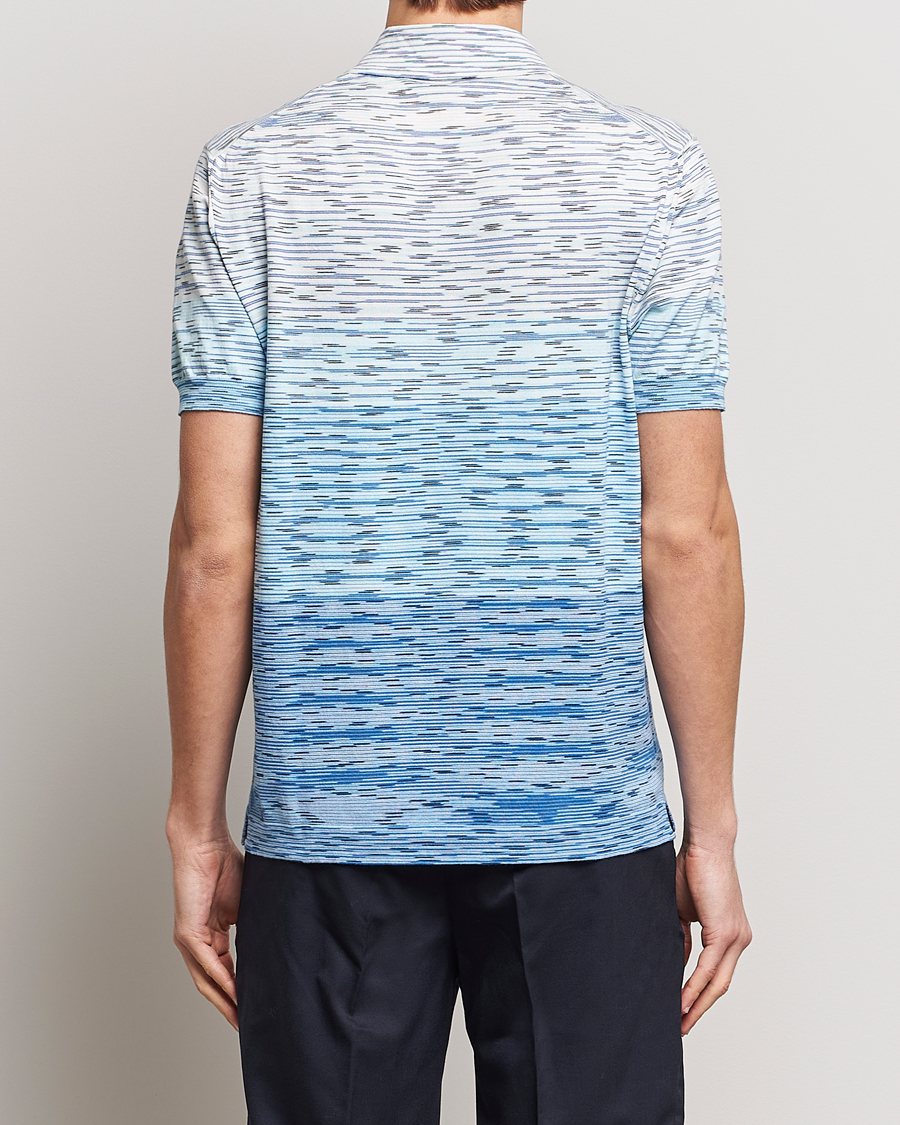 Herren | Poloshirts | Missoni | Space Dyed Knitted Polo White/Blue