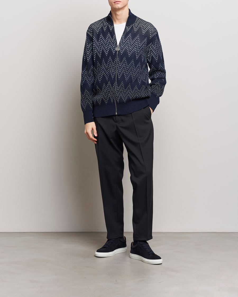 Herren | Pullover | Missoni | Chevron Full Zip Cardigan Jacket Navy