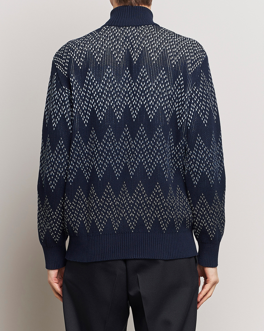 Herren | Pullover | Missoni | Chevron Full Zip Cardigan Jacket Navy