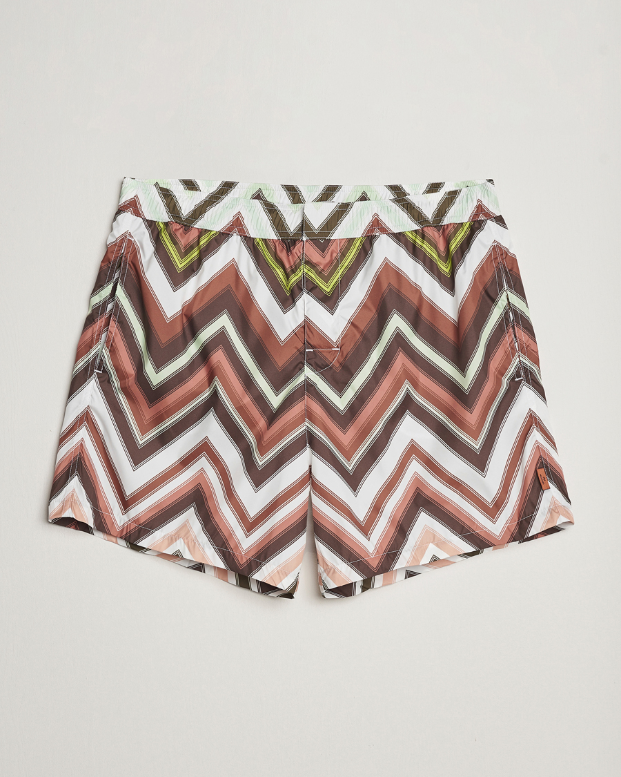 Herren | Badehosen | Missoni | Zig Zag Printed Swim Shorts Brown/Green