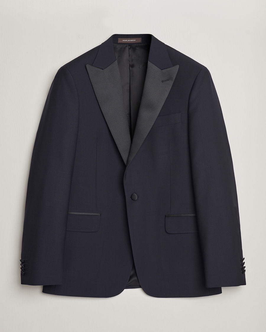 Herren | Sakkos | Oscar Jacobson | Frampton Wool Tuxedo Blazer Navy