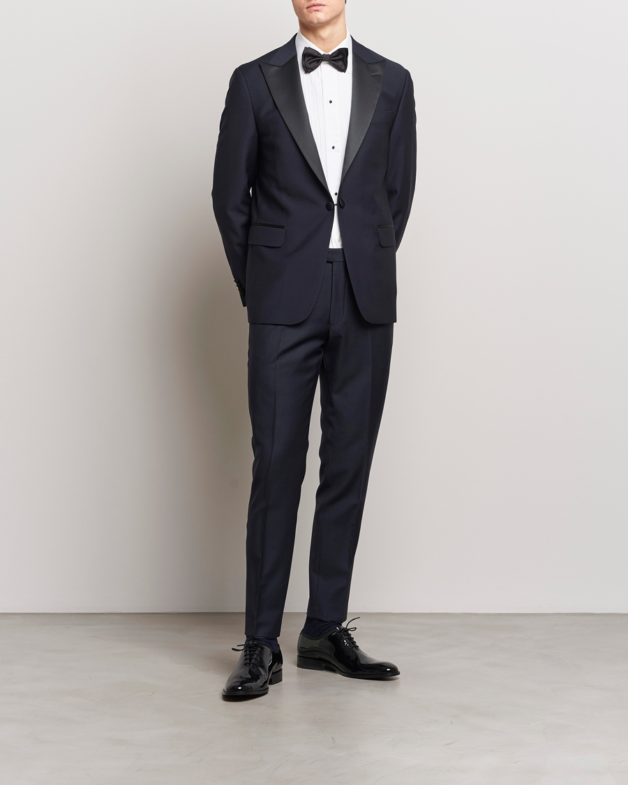 Herren | Sakkos | Oscar Jacobson | Frampton Wool Tuxedo Blazer Navy