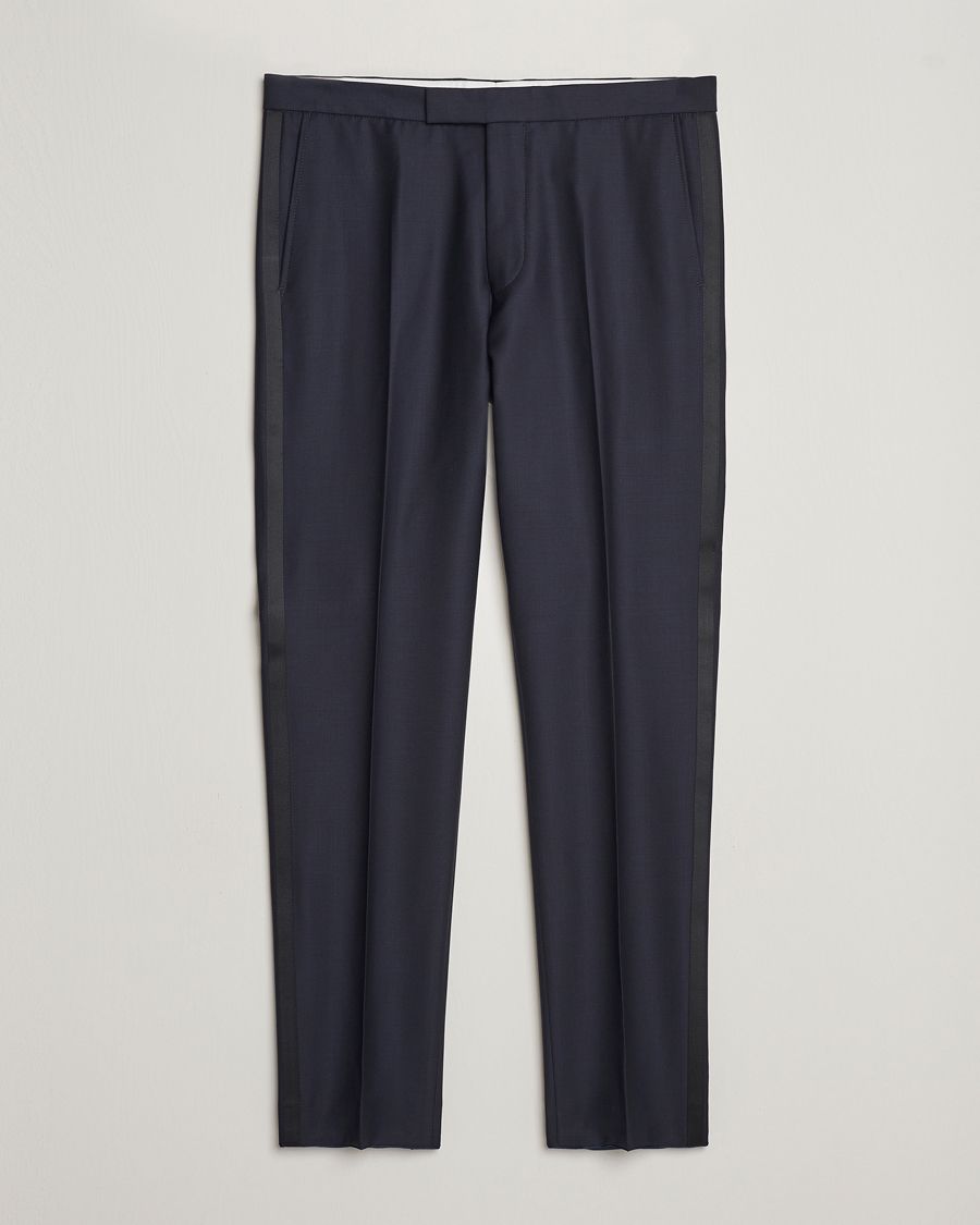 Herren | Hosen | Oscar Jacobson | Denz Wool Tuxedo Trousers Navy