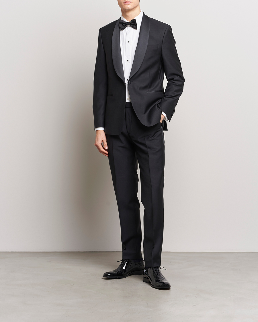 Herren | Hosen | Oscar Jacobson | Denz Straight Wool Tuxedo Trousers Black