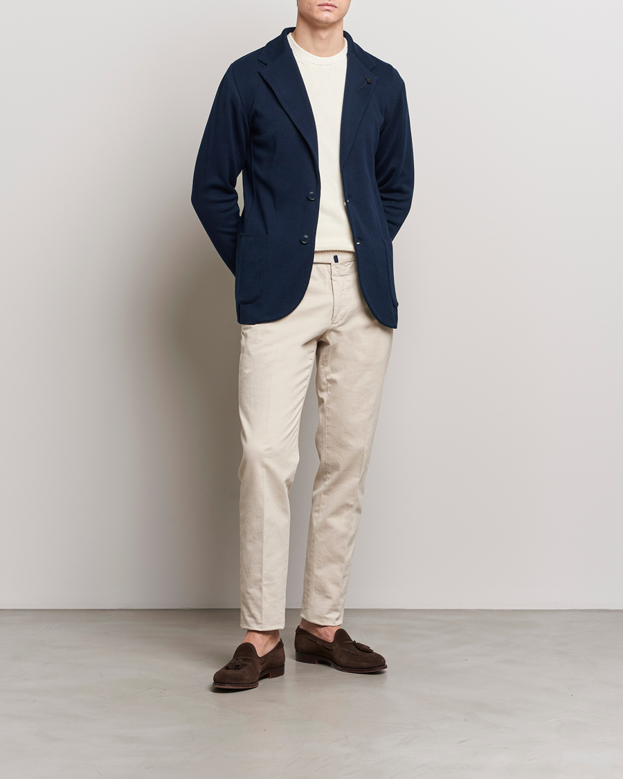 Herren | Sakkos | Lardini | Knitted Cotton Blazer Navy