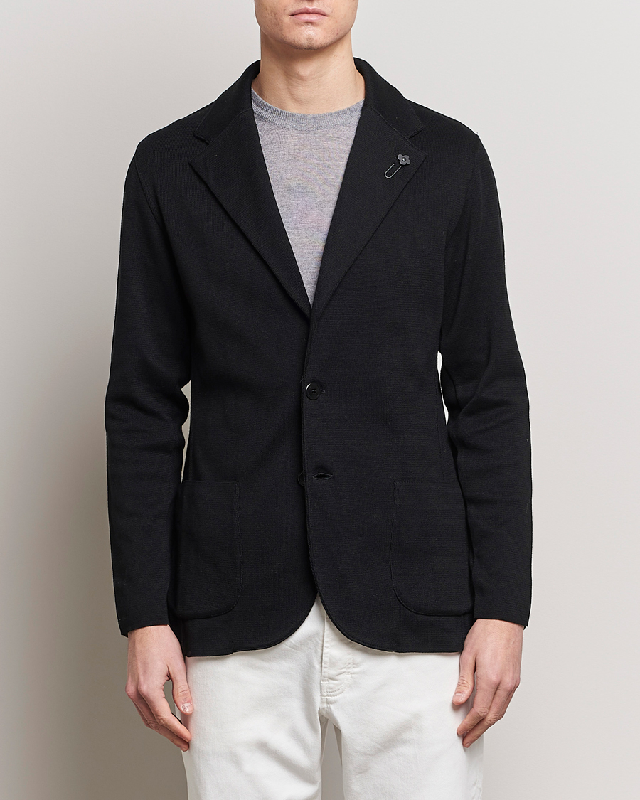 Herren | Sakkos | Lardini | Knitted Cotton Blazer Black