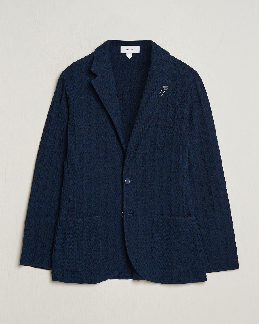 Herren | Sakkos | Lardini | Knitted Structure Cotton Blazer Navy