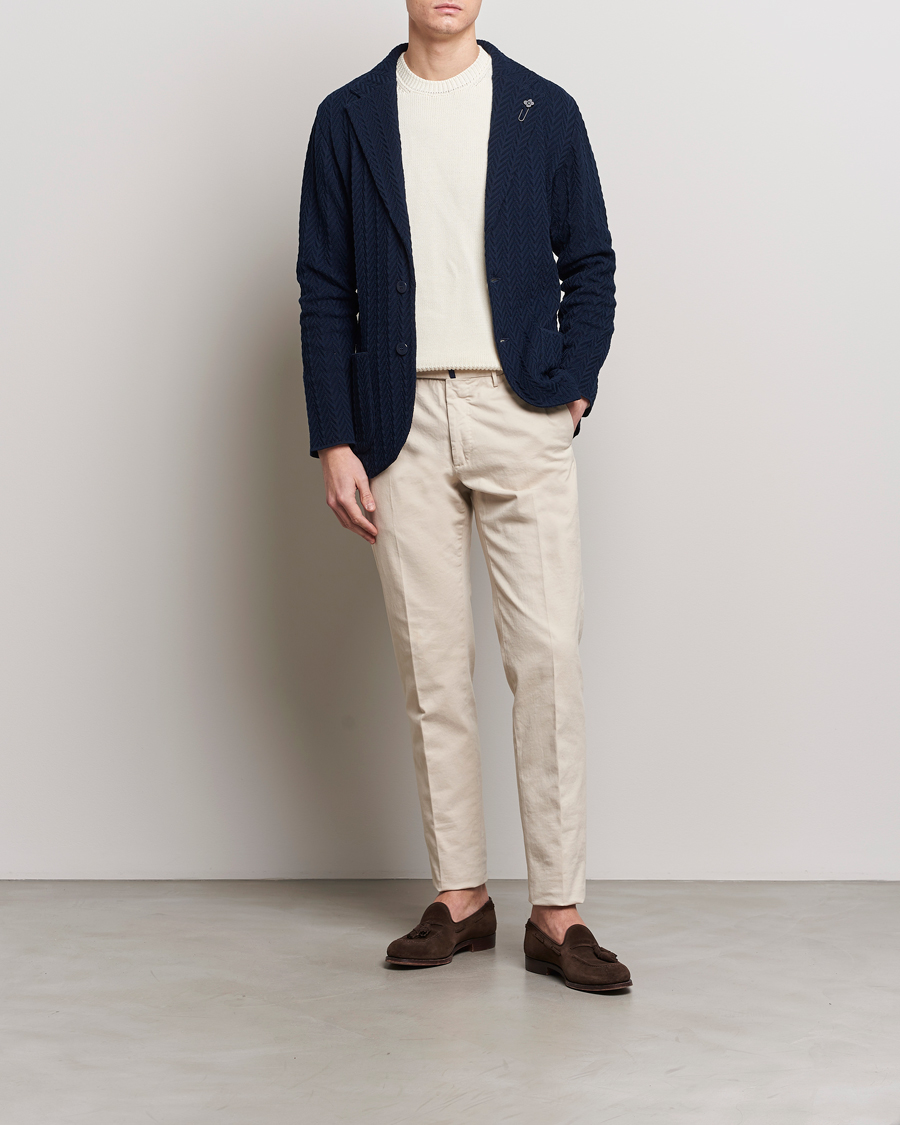 Herren | Sakkos | Lardini | Knitted Structure Cotton Blazer Navy