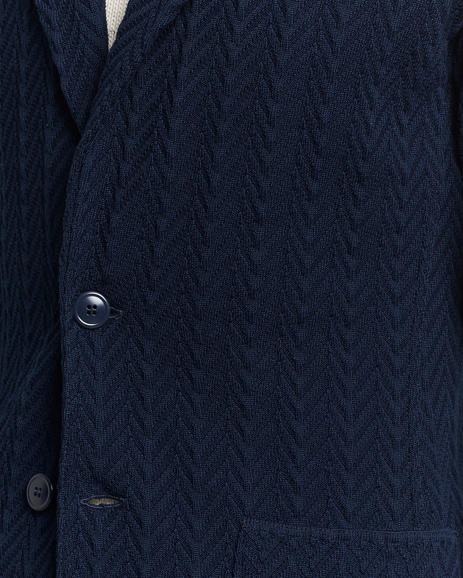 Herren | Sakkos | Lardini | Knitted Structure Cotton Blazer Navy