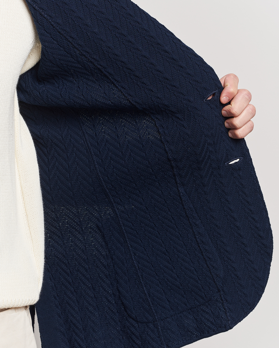 Herren | Sakkos | Lardini | Knitted Structure Cotton Blazer Navy