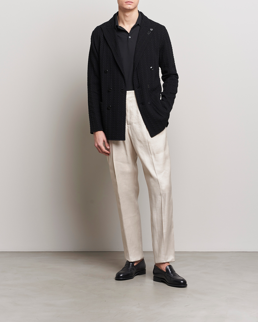 Herren | Sakkos | Lardini | Double Breasted Structured Knitted Blazer Black