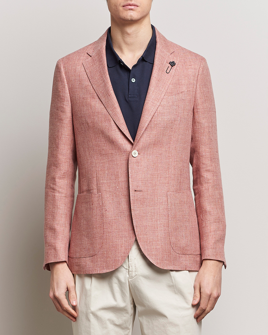 Herren | Leinensakko | Lardini | Wool/Linen Patch Pocket Blazer Soft Red