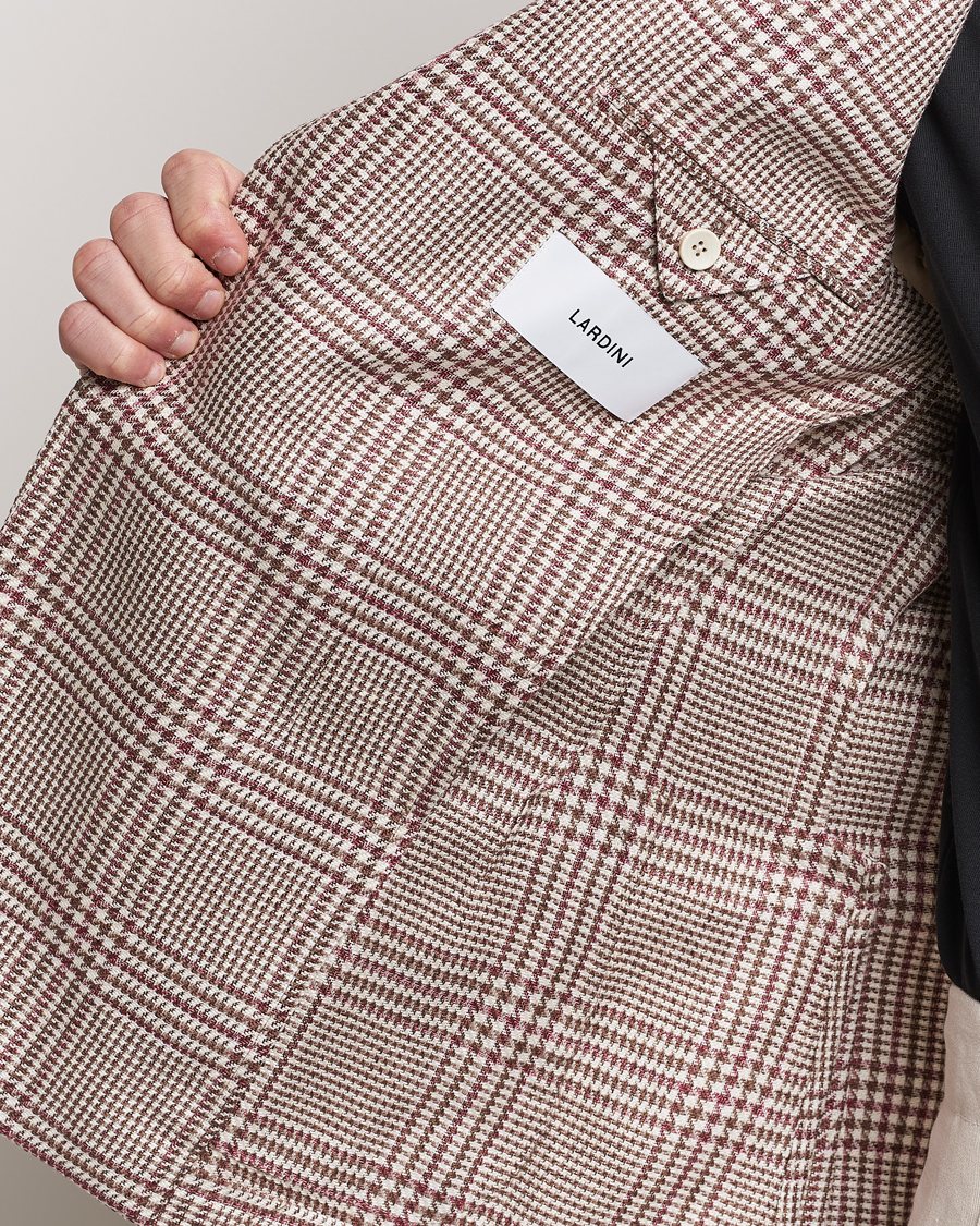 Herren | Sakkos | Lardini | Checked Cotton/Linen Patch Pocket Blazer Beige