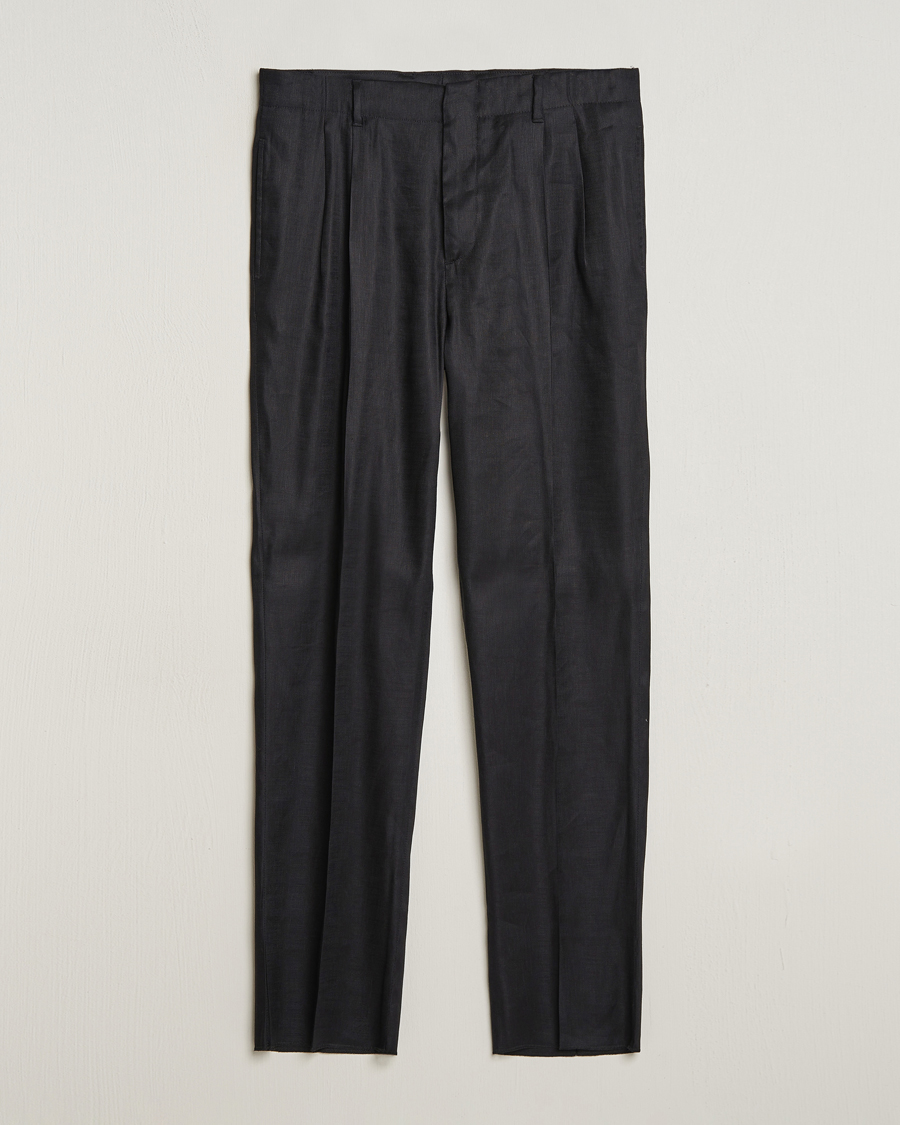 Herren | Hosen | Lardini | Atos Pleated Linen Trousers Black