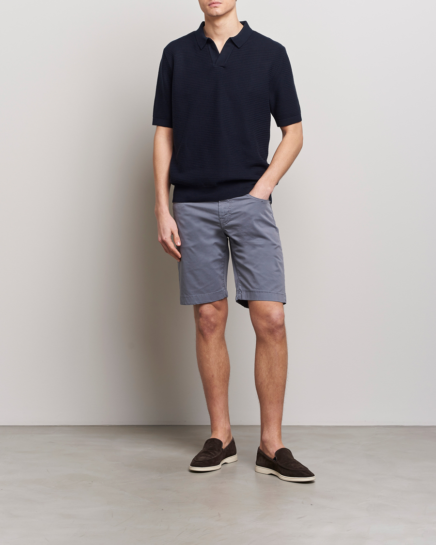 Herren | Shorts | Jacob Cohën | Nicolas Cotton Gabardine Shorts Blue Grey
