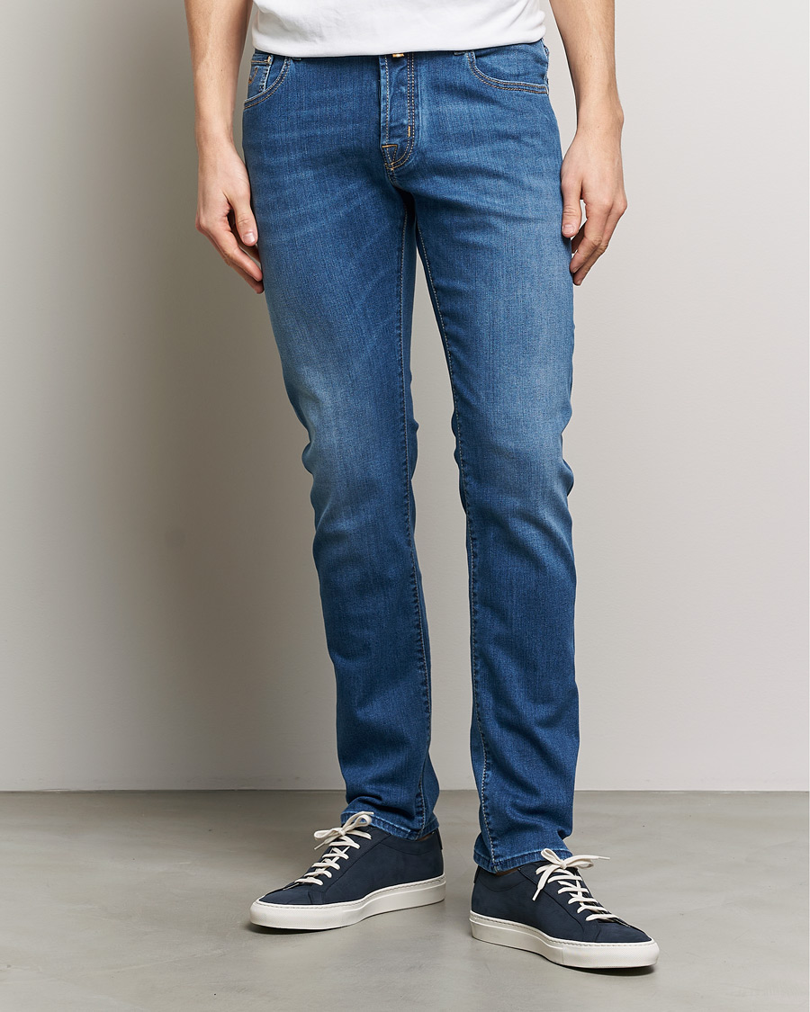 Herren | Jeans | Jacob Cohën | Nick Slim Fit Stretch Jeans Mid Blue