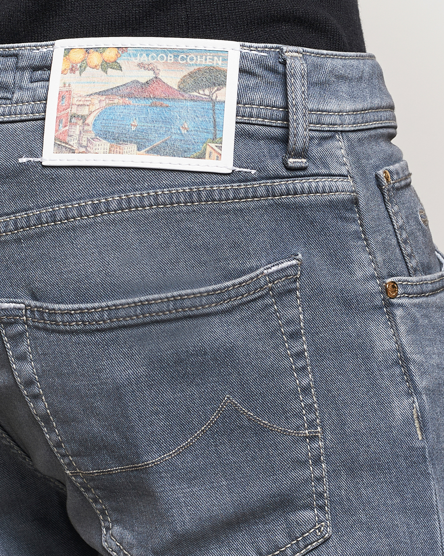 Herren | Jeans | Jacob Cohën | Nick Naples Super Slim Stretch Jeans Light Grey