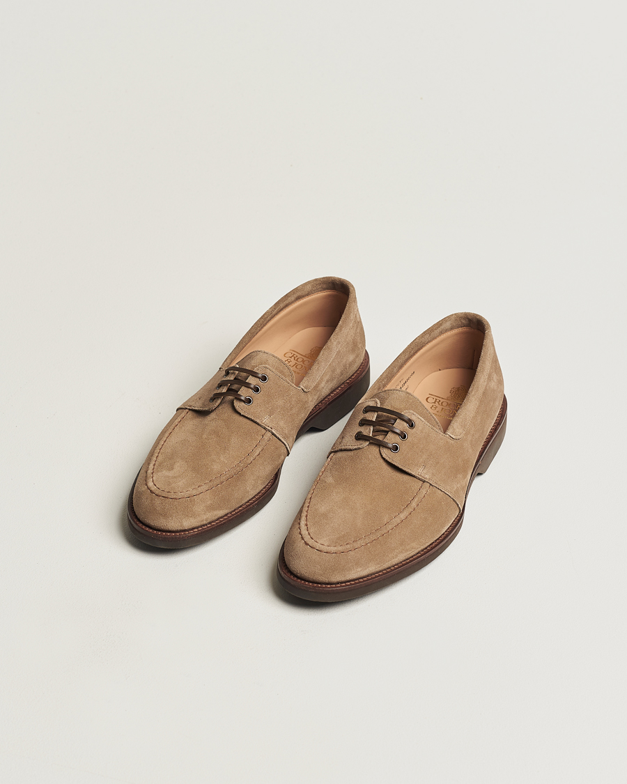 Herren | Crockett & Jones Falmouth Deck Shoes Khaki Suede | Crockett & Jones | Falmouth Deck Shoes Khaki Suede