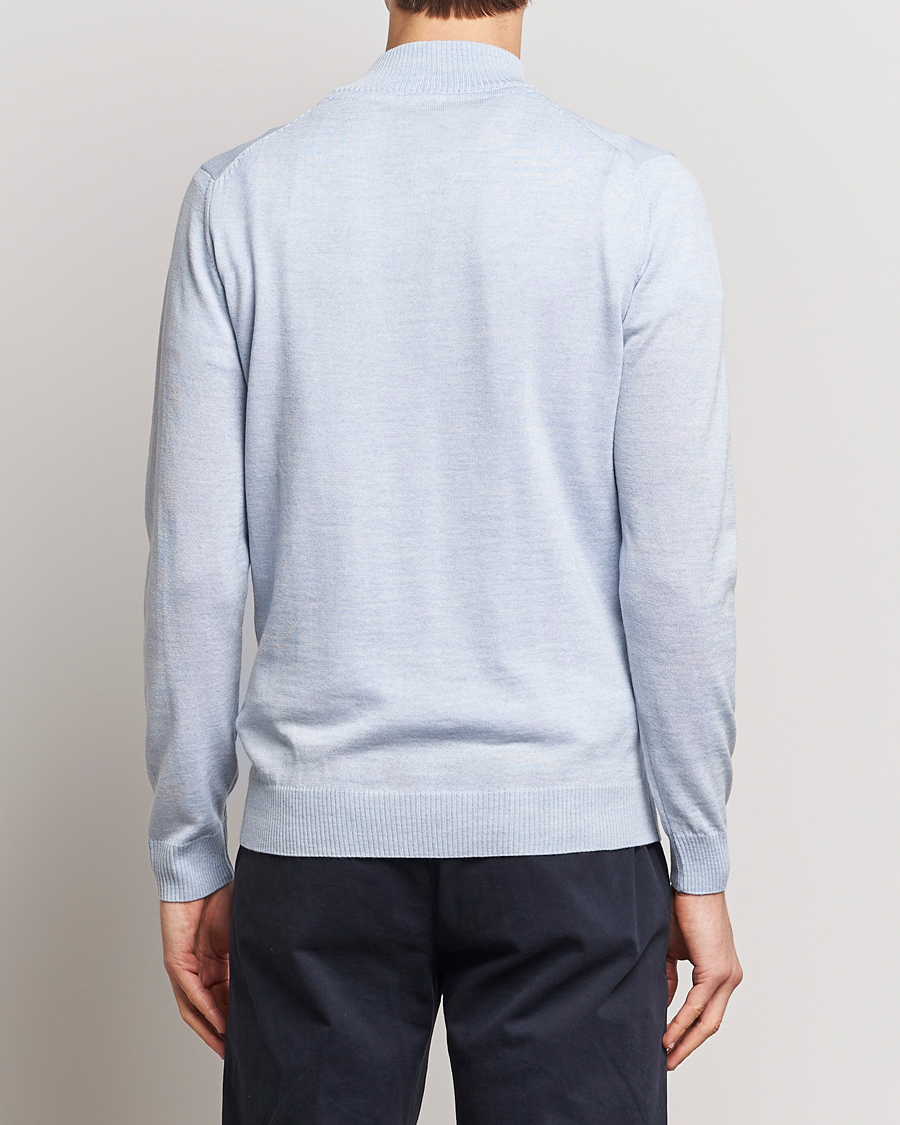 Herren | Pullover | Stenströms | Merino Half Zip Light Blue