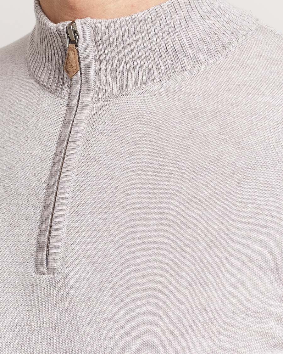 Herren | Pullover | Stenströms | Merino Wool Half Zip Beige