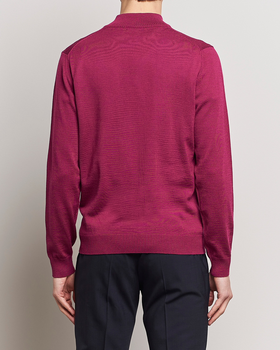 Herren | Pullover | Stenströms | Merino Wool Half Zip Wine