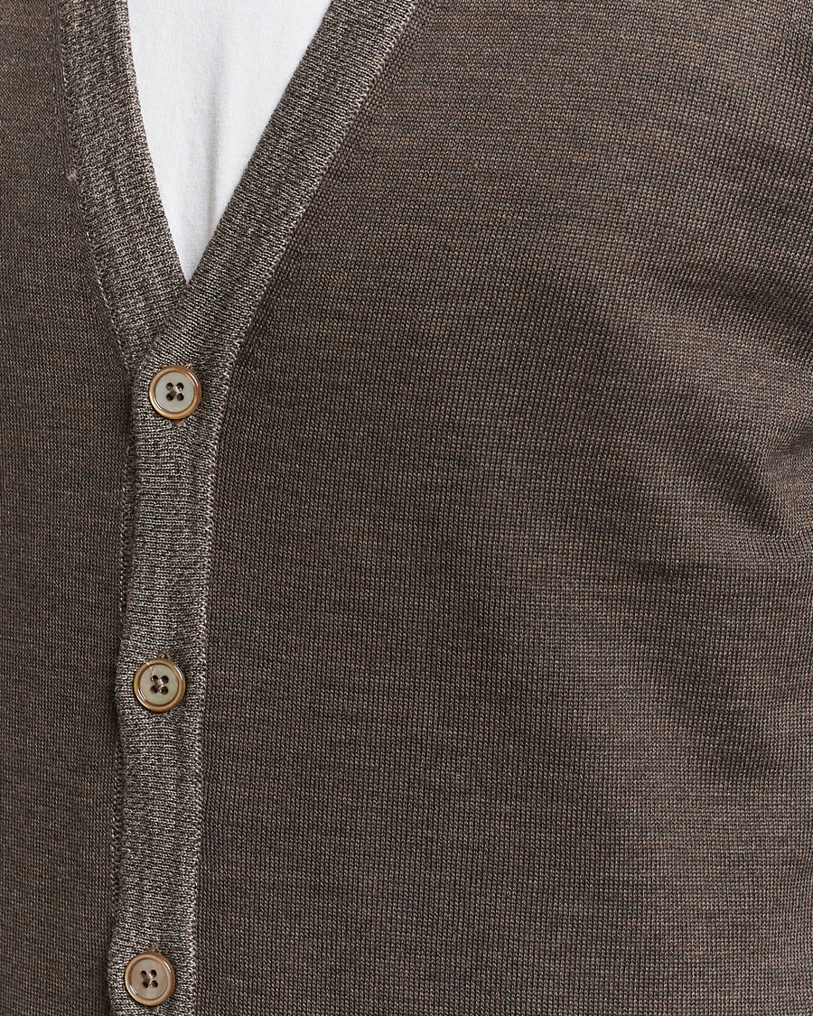 Herren | Pullover | Stenströms | Merino Contrast Cardigan Brown