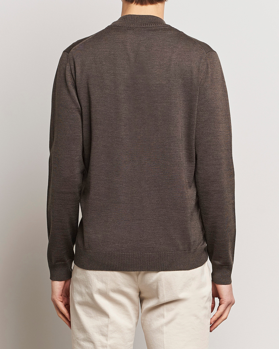 Herren | Pullover | Stenströms | Merino Wool Full Zip Brown