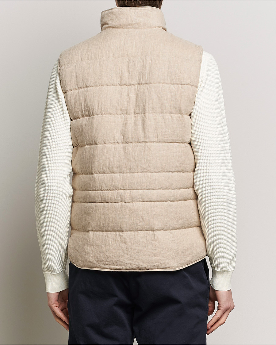 Herren | Jacken | Stenströms | Linen Down Padded Button Vest Beige