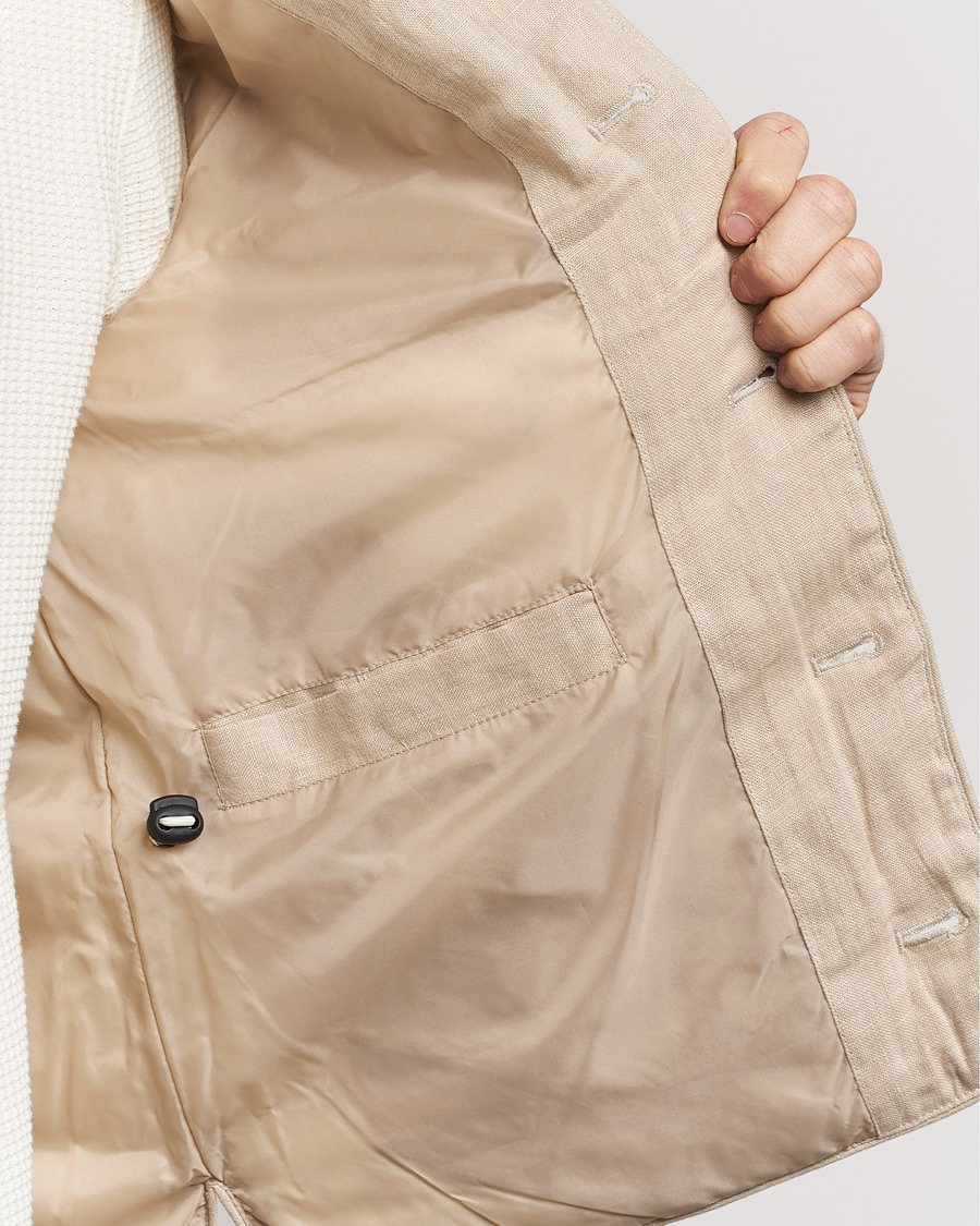 Herren | Jacken | Stenströms | Linen Down Padded Button Vest Beige