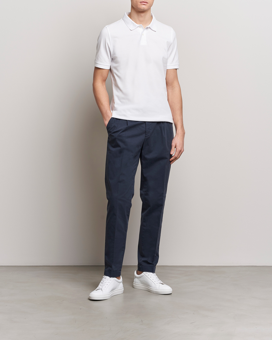 Herren | Poloshirts | Stenströms | Organic Cotton Piquet Polo Shirt White